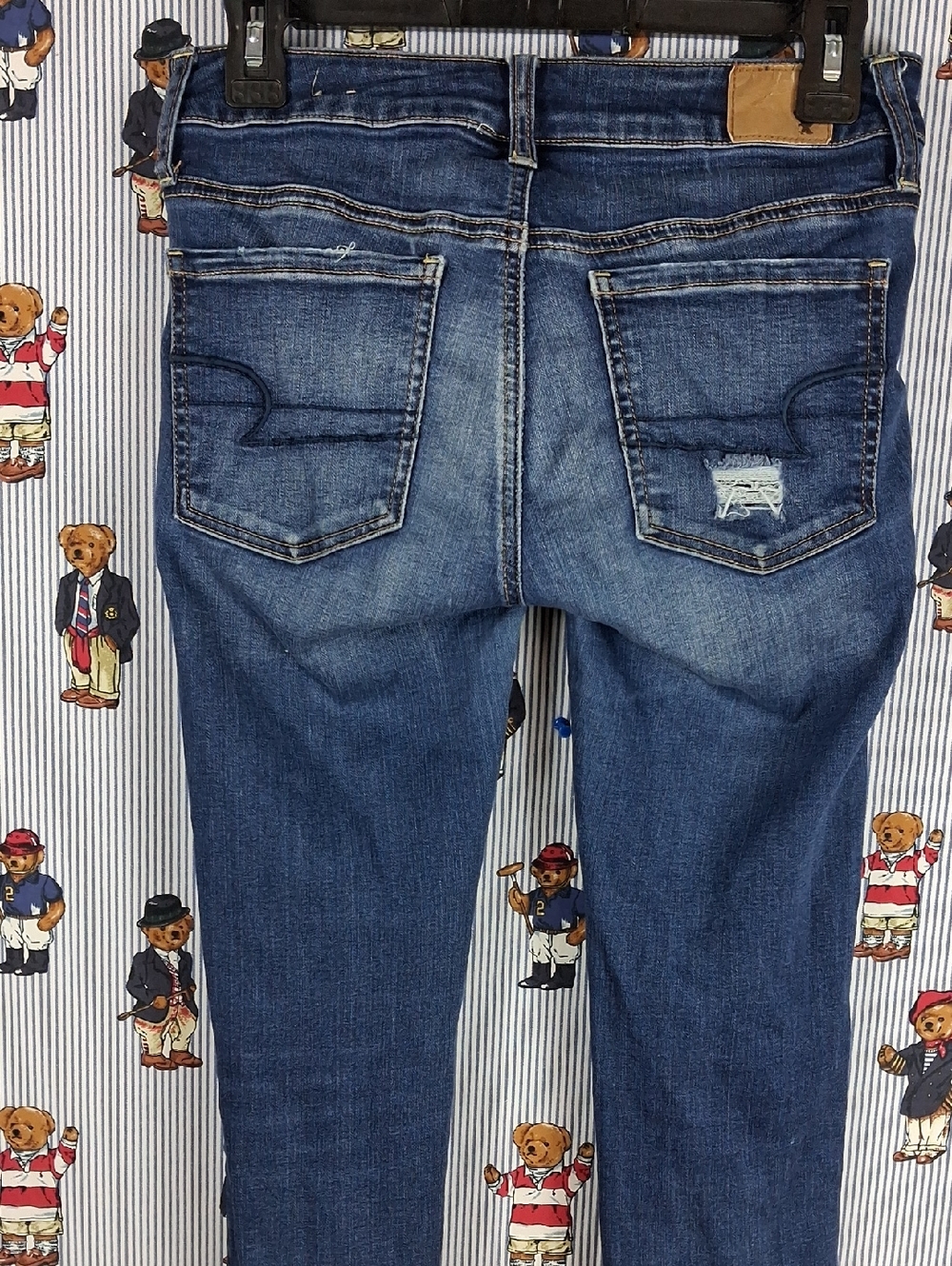 American Eagle Super Super Stretch Dark Wash Distressed Sz 2 Jegging Pants Jeans - Picture 2 of 6